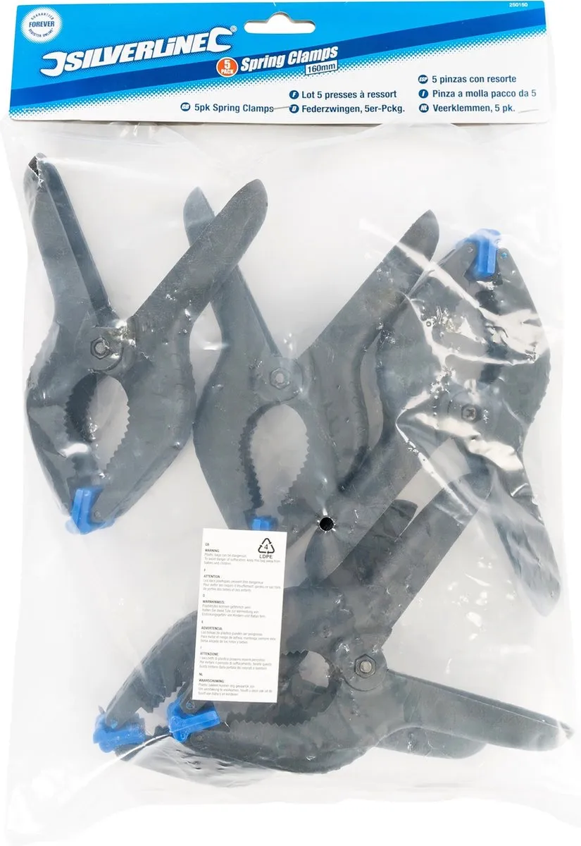 Silverline Zeilklemmen 17cm - 5 Stuks - Zwart