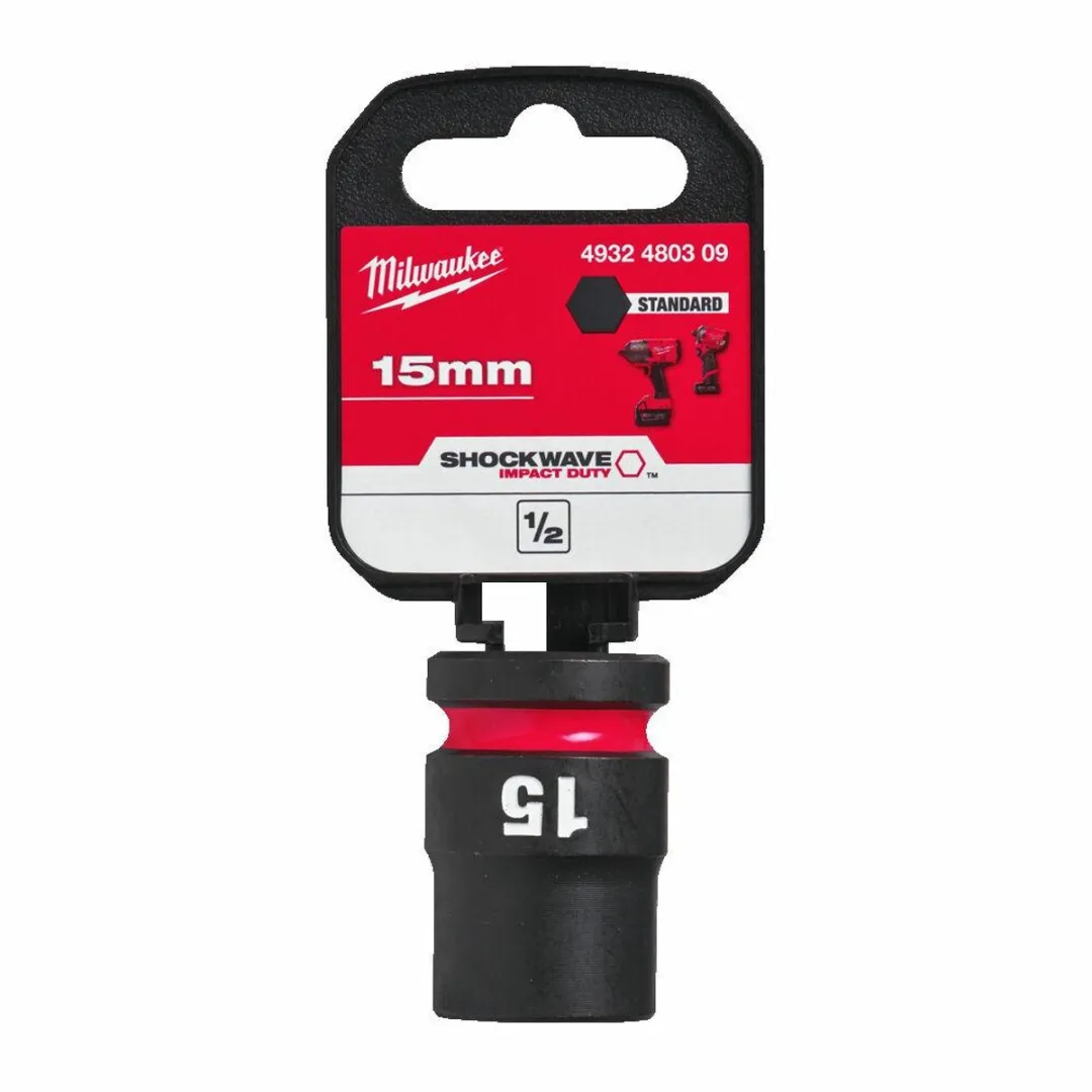 Milwaukee ShockWave Krachtdop 1/2" 15mm - 4932480309 Zwart - afbeelding 2 van 2