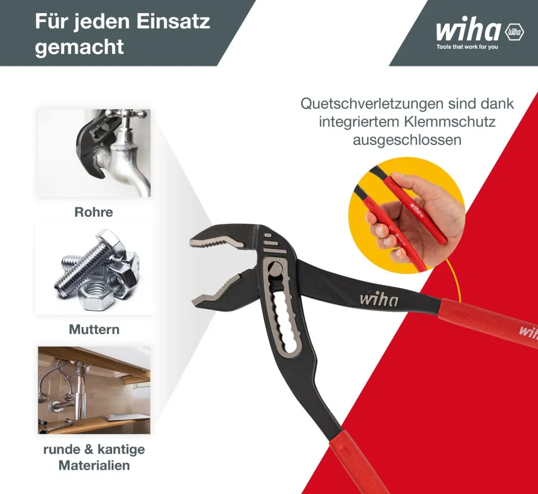 Wiha Waterpomptang Classic 250mm 26761 - Zwart/Rood