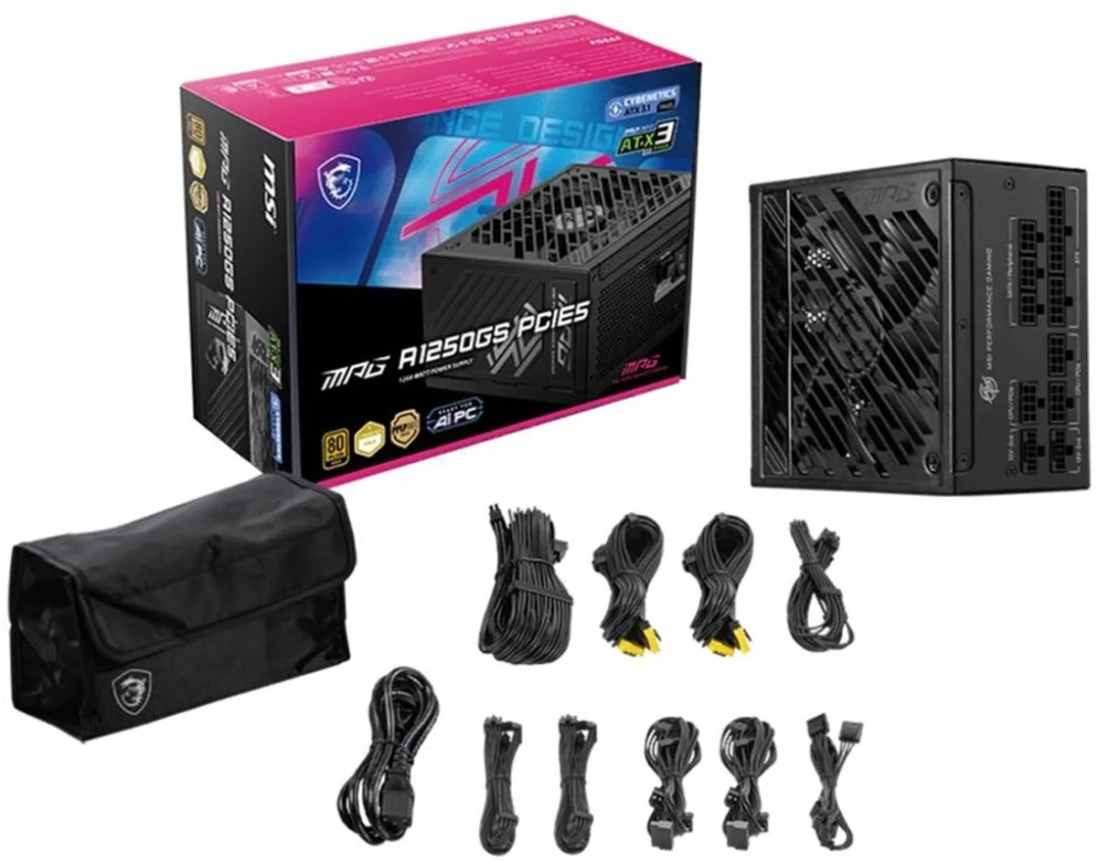 MSI MPG A1250GS PCIE5 Voeding 1250W - 80 Plus Gold - afbeelding 6 van 6