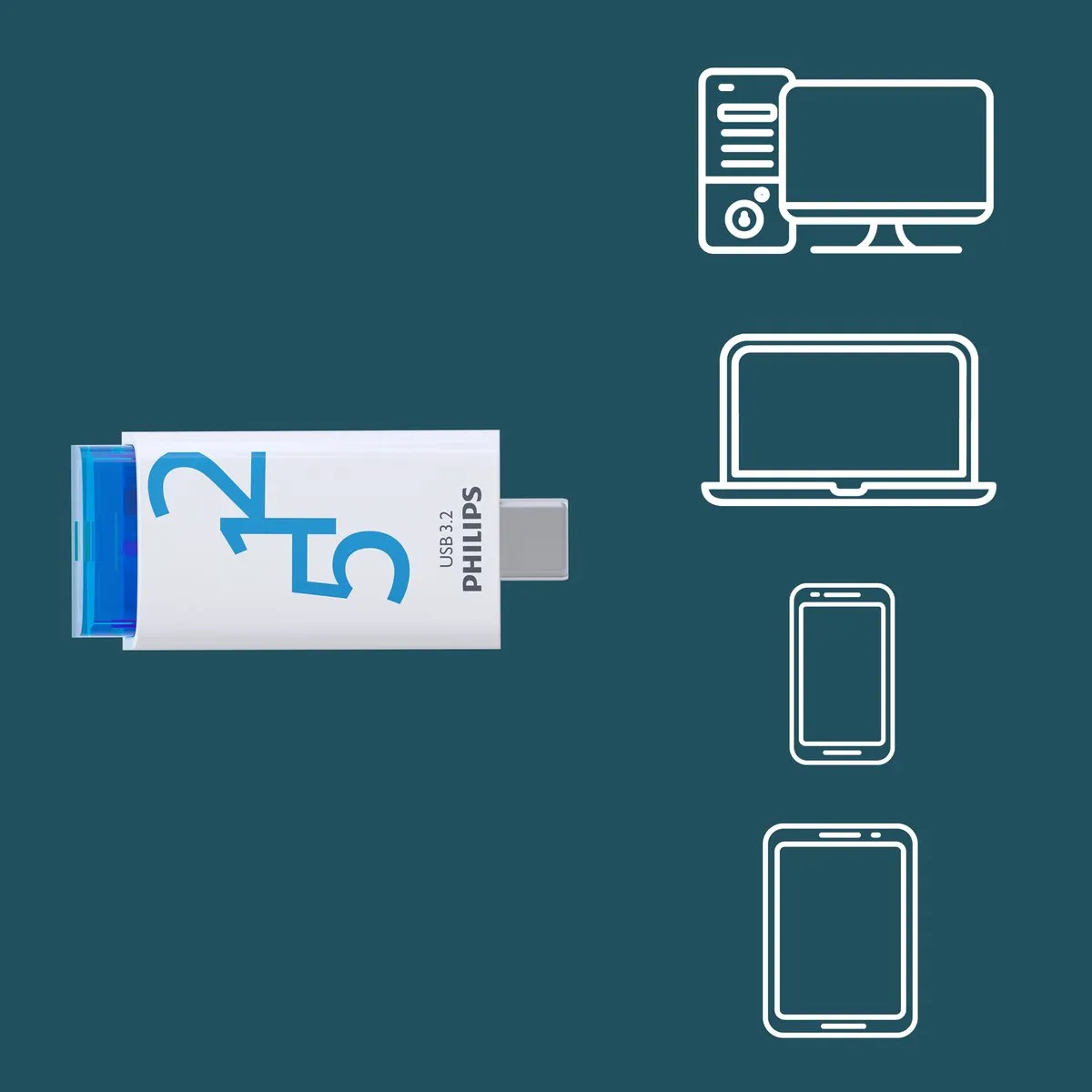 Philips USB-C Click FM51FD175B - 512GB Blauw