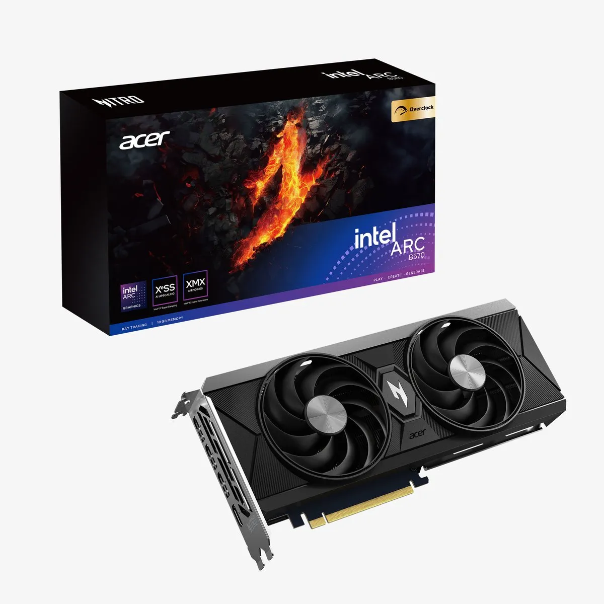 Acer Nitro Intel Arc B570 OC Videokaart 10GB GDDR6 - Zwart
