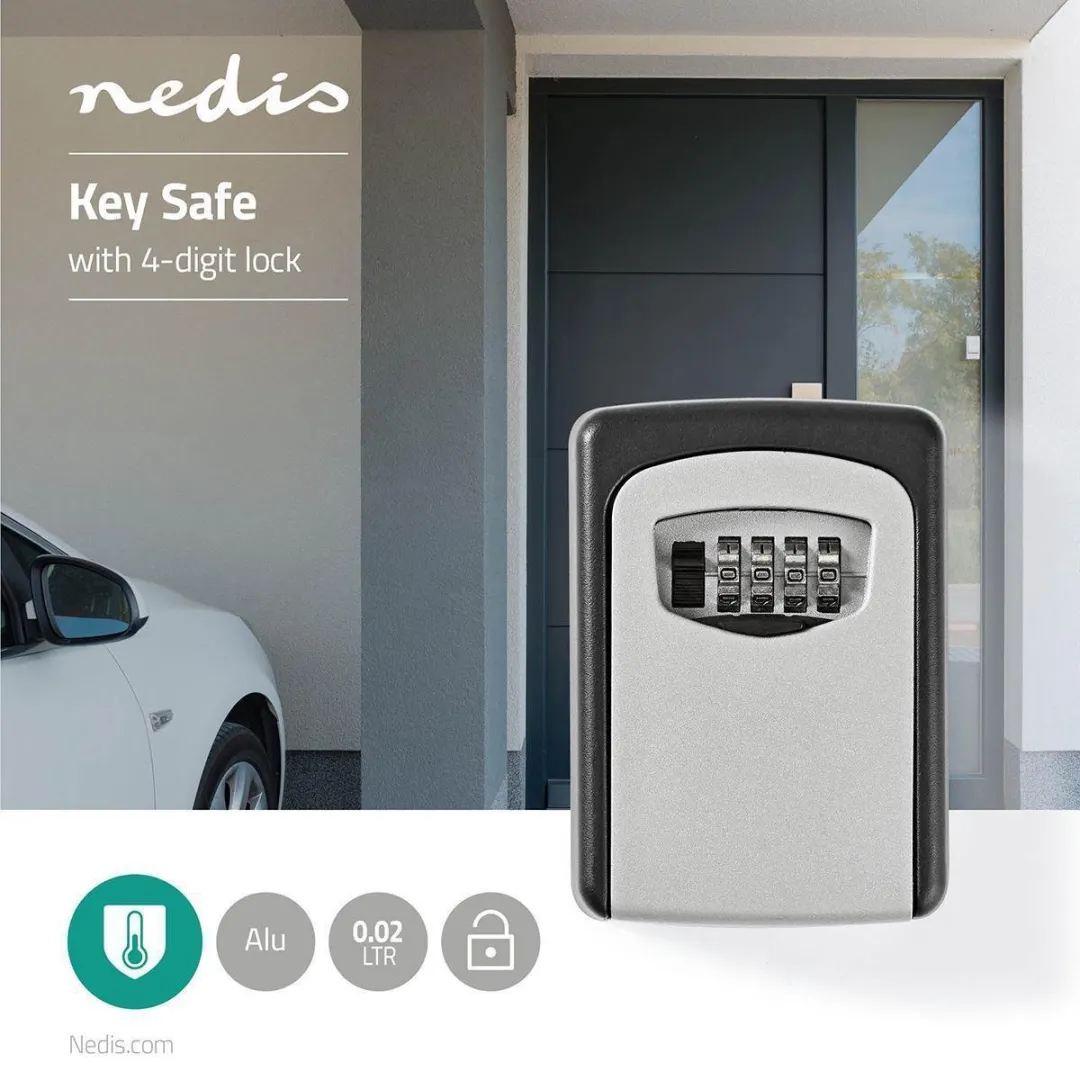 Nedis Sleutelkluis KEYCC01GY - Combinatieslot - Grijs/Zwart