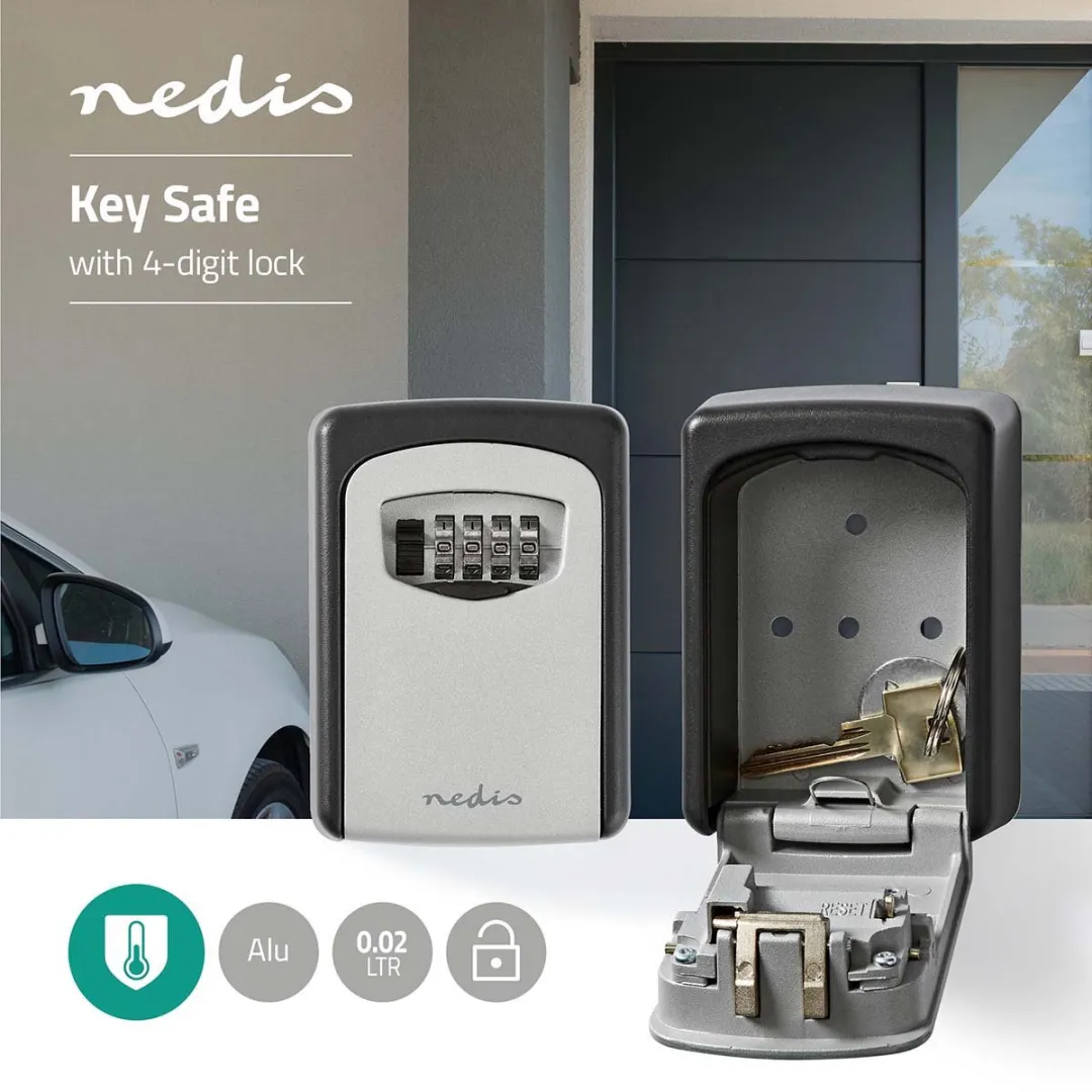 Nedis Sleutelkluis KEYCC01GY - Combinatieslot - Grijs/Zwart