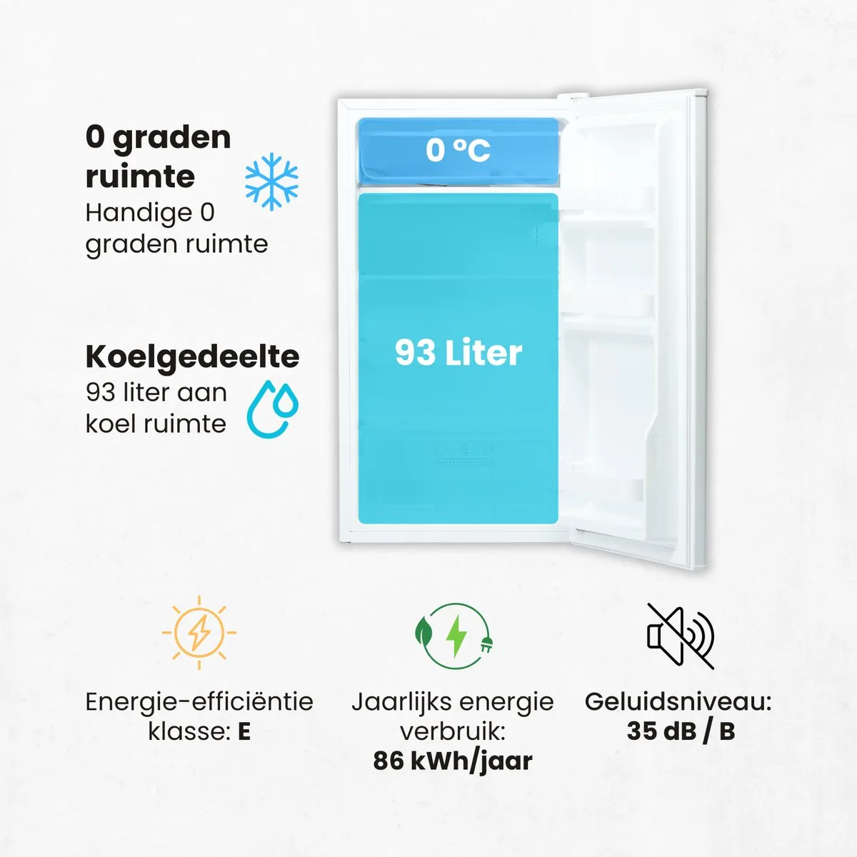 Salora COOLFREEZE47WH Koelkast 93L - Wit