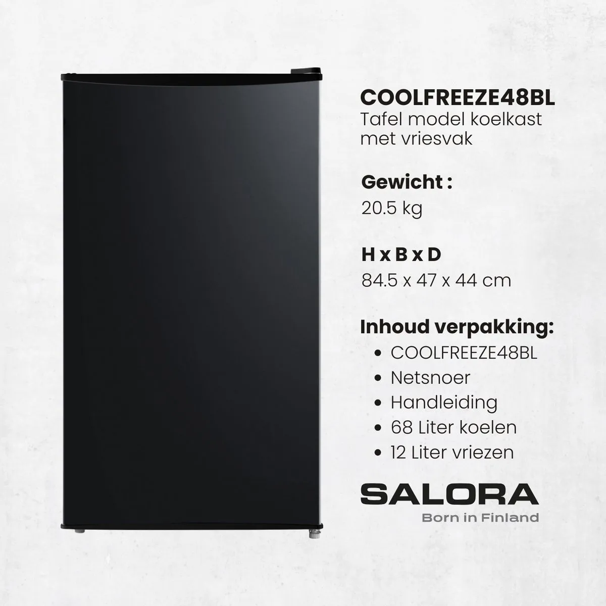 Salora COOLFREEZE48BL Koelkast 80L - Zwart