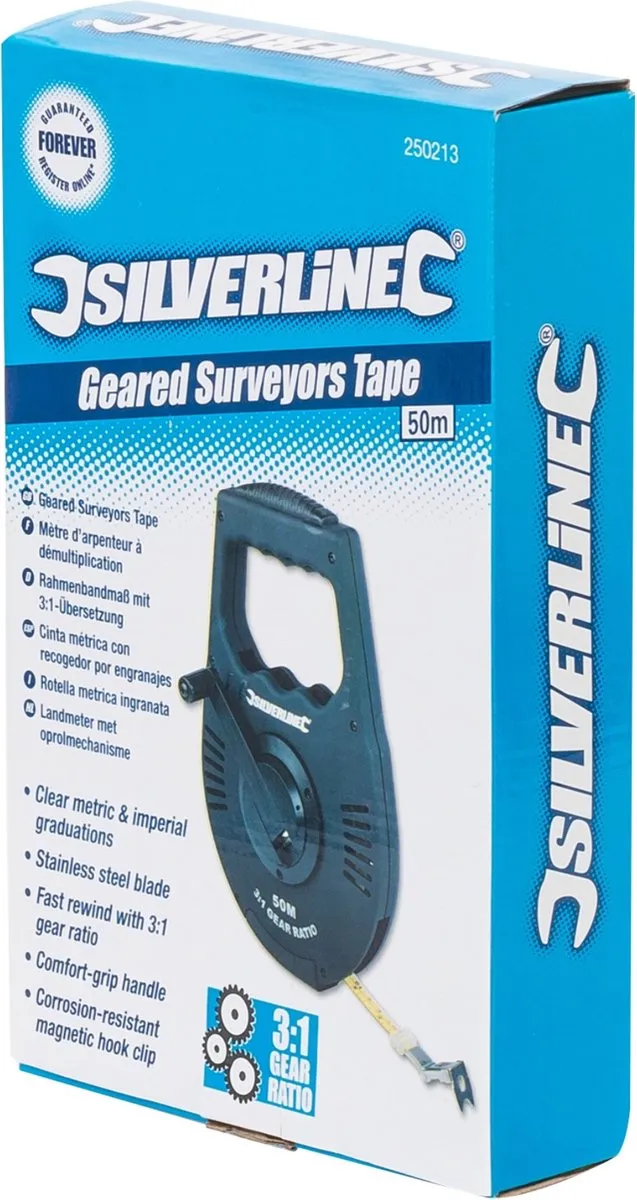 Silverline Landmeter 50m - Roestvrij staal - Grijs/Zwart