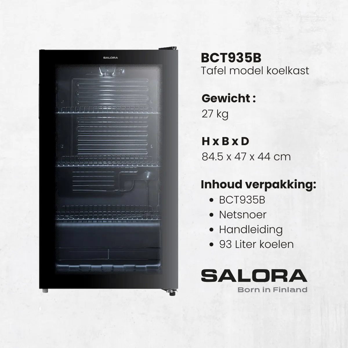 Salora BCT935B Koelkast Tafelmodel 93L - Zwart