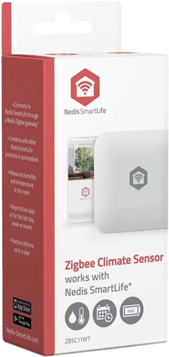 Nedis SmartLife ZBSD11WT Slimme Sensor - Deur/Raam - Zigbee 3.0 - Wit