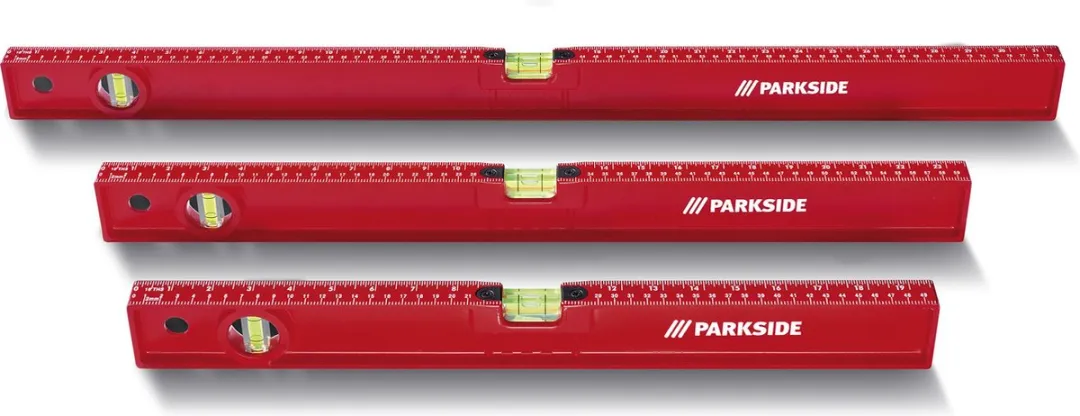 Parkside Waterpassen Set 3 Stuks - 50/60/80cm - Rood