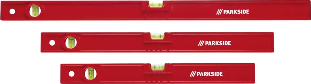 Parkside Waterpassen Set 3 Stuks - 50/60/80cm - Rood