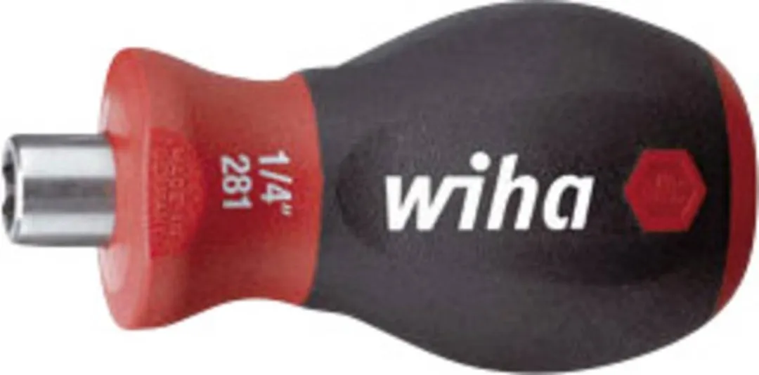 Wiha Stubby Schroevendraaier 57mm 1/4" Magnetisch - Rood/Zwart