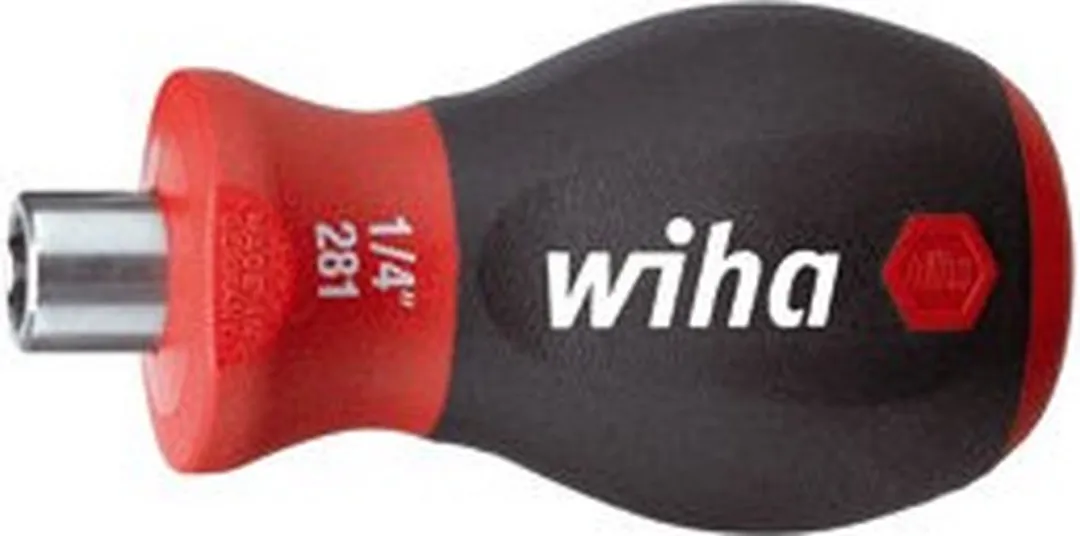 Wiha Stubby Schroevendraaier 57mm 1/4" Magnetisch - Rood/Zwart