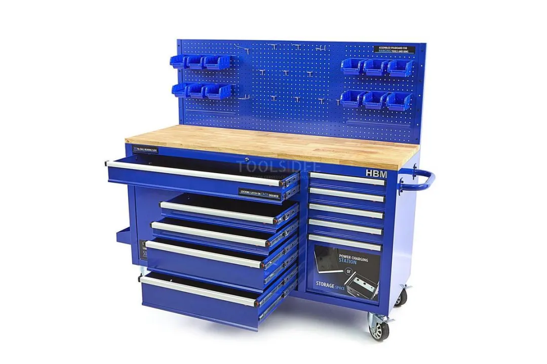 HBM 158cm Werkbank 10 Lades - Blauw