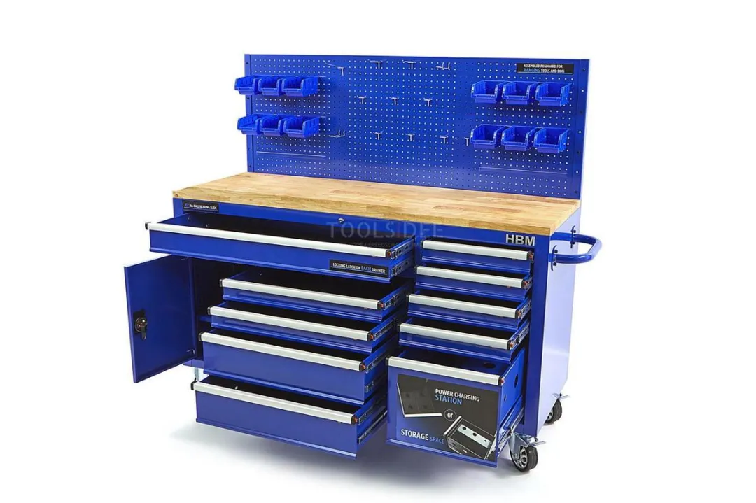 HBM 158cm Werkbank 10 Lades - Blauw