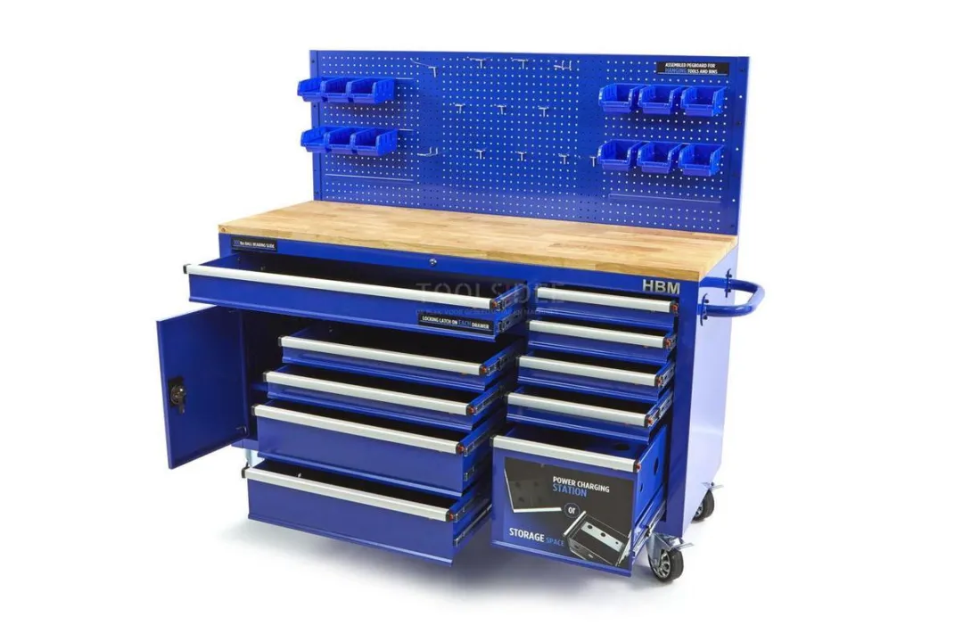 HBM 158cm Werkbank 10 Lades - Blauw