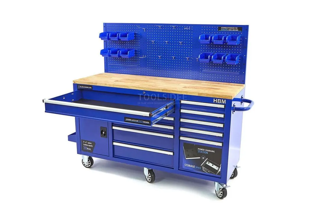 HBM 158cm Werkbank 10 Lades - Blauw