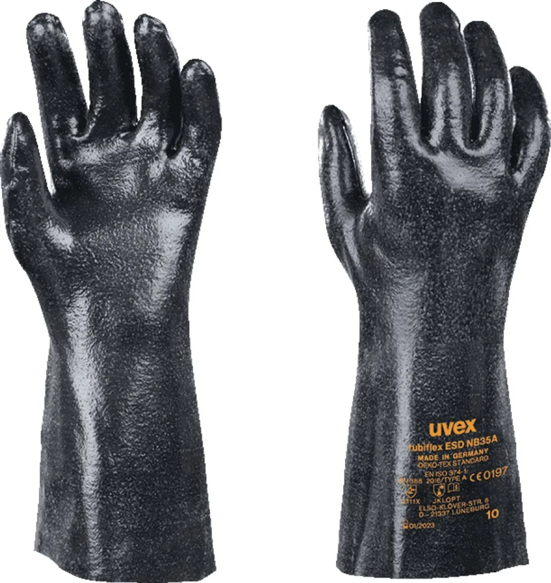 Uvex Rubiflex NB35A ESD Handschoen - XL - Zwart