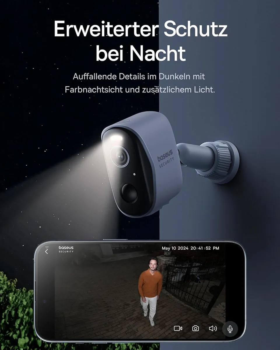 Baseus N1 N1-2 Cam Kit Draadloze Beveiligingscamera - 2K HD - 210 dagen batterij - Wit