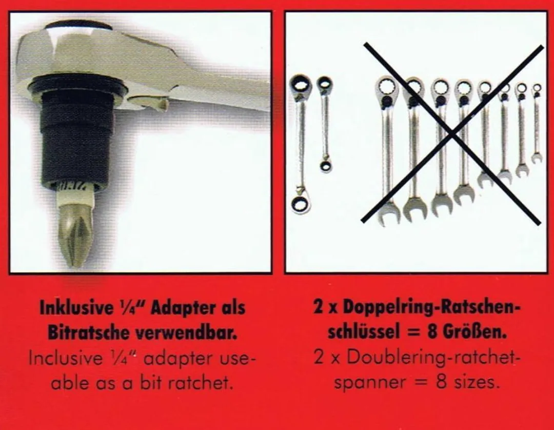 Würth Ringsleutel Ratel Set 3-delig - 8-19mm