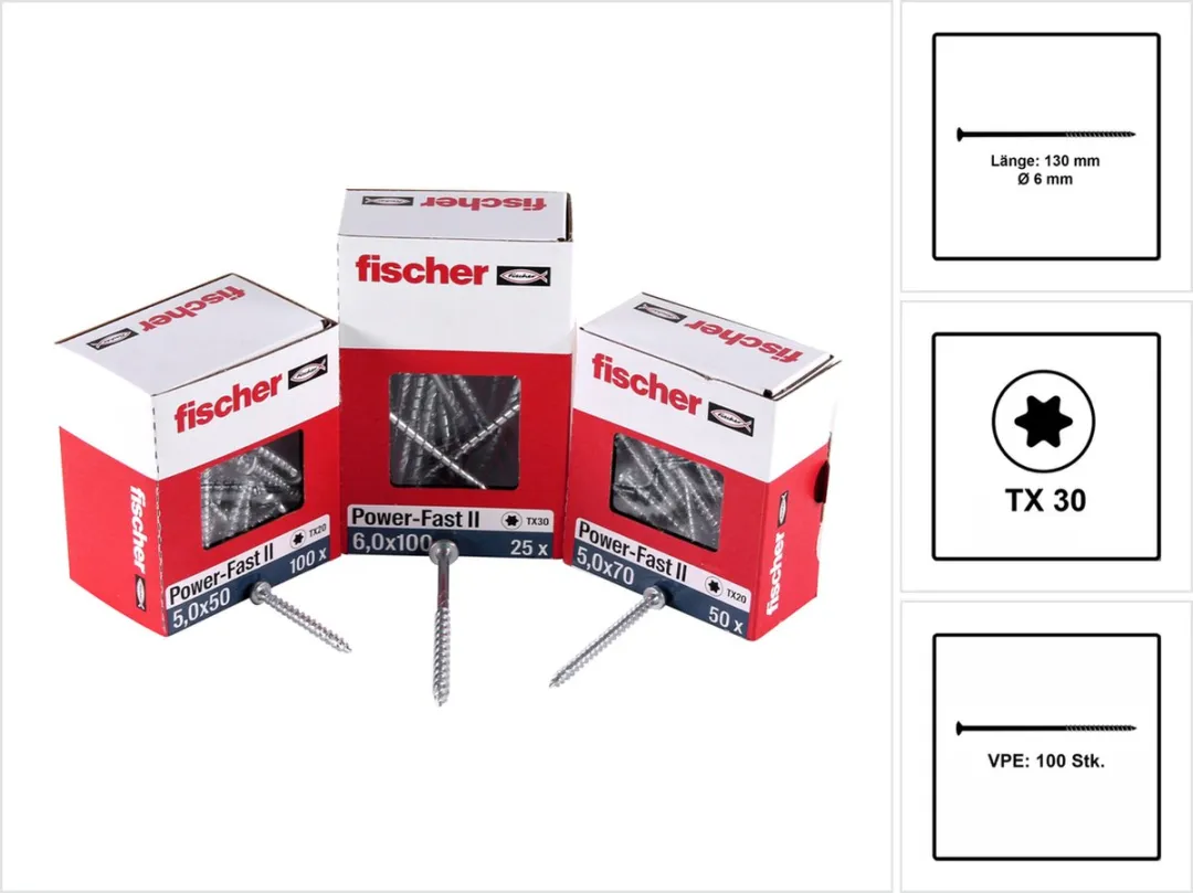 Fischer Power-Fast II FPF II 670461 Spanplaatbout 6x130mm
