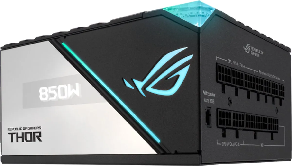 ASUS ROG THOR 850W Platinum II 90YE00L2-B0NA00 Voeding - 850W - Zwart/Blauw/Grijs