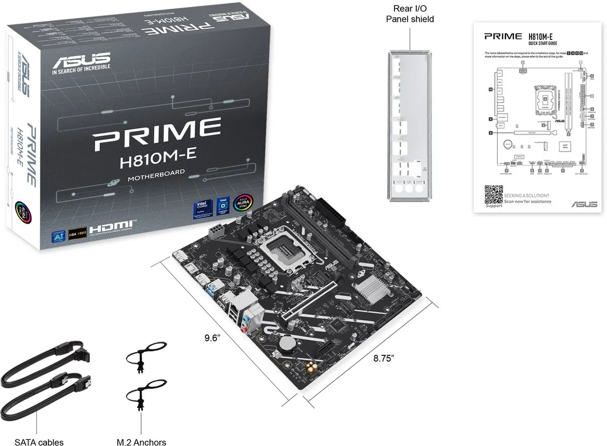 ASUS PRIME H810M-E-CSM Micro-ATX Moederbord - LGA 1851