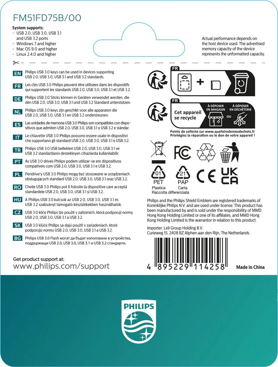 Philips FM51FD75B USB Stick 512GB - Wit - afbeelding 6 van 6