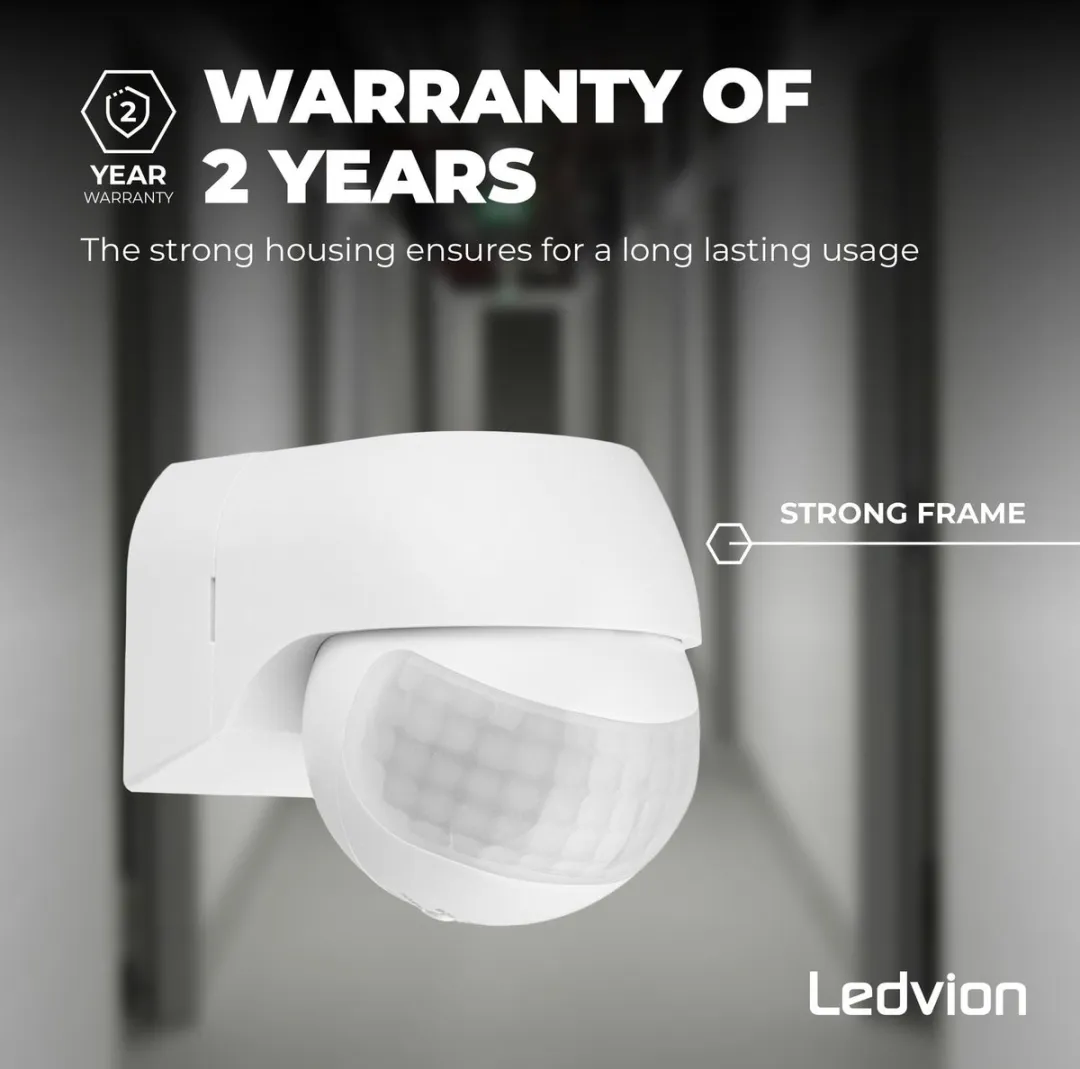 Ledvion Bewegingsmelder Wit - Opbouw - IP44 - 180° - 12m