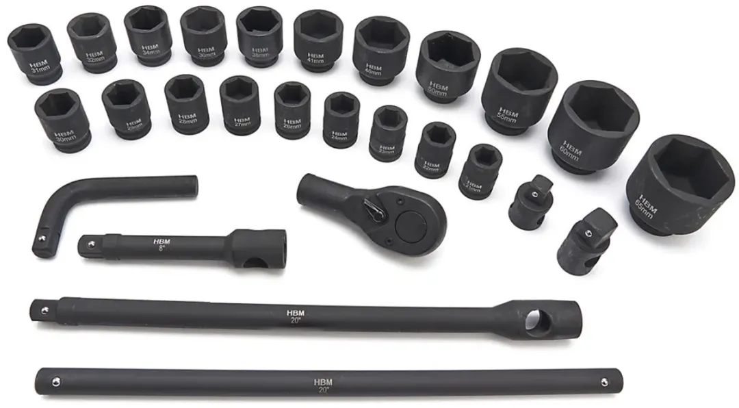 HBM Krachtdoppenset 3/4" - 26-delig - Metaalkleurig