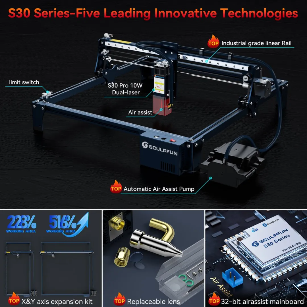 Sculpfun S30 Pro 10W Lasergraveermachine 410x400mm