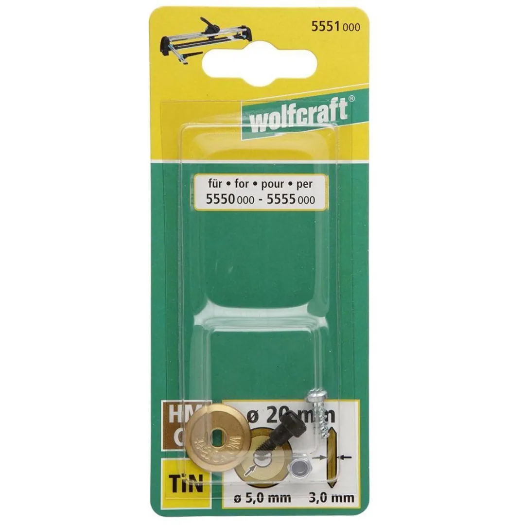Wolfcraft Tegelsnijwiel Wolframcarbid TIN 5551000 - 20mm - Goud/Zwart