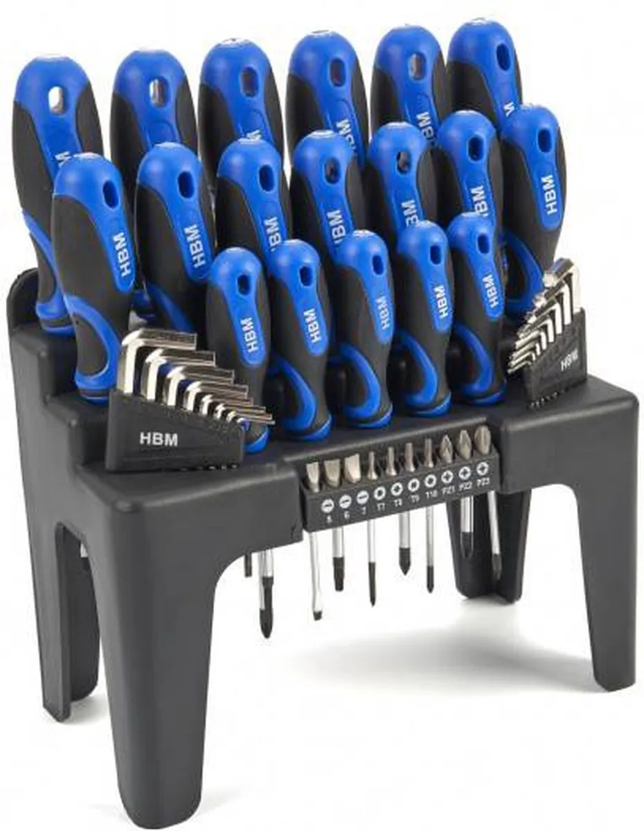 HBM Profi 44-delig Soft Grip Schroevendraaierset - Blauw/Zwart
