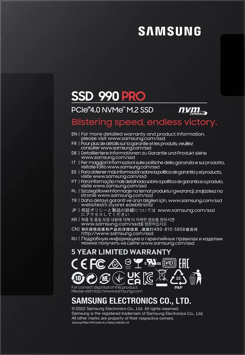 Samsung 990 PRO MZ-V9P2T0BW SSD - 2TB