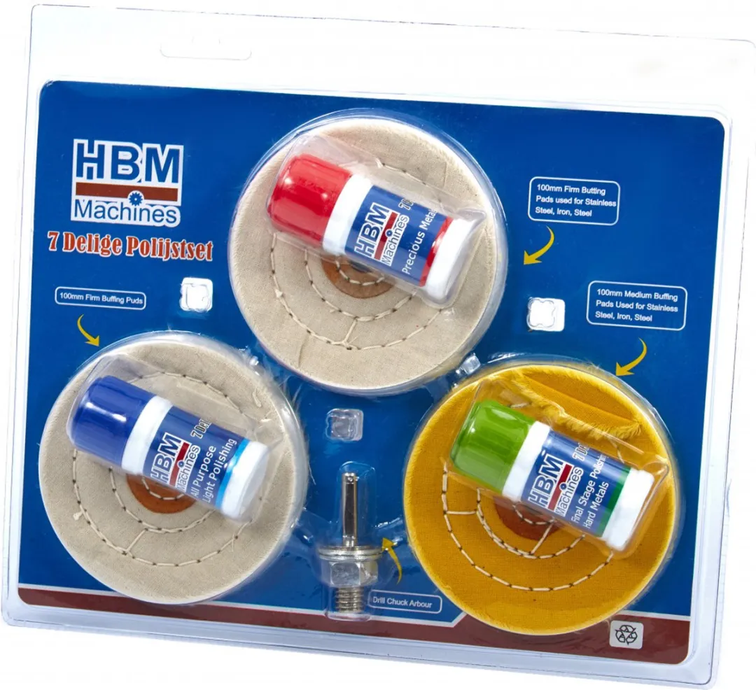 HBM Machines 7-delige Polijstset 100mm - Aluminium