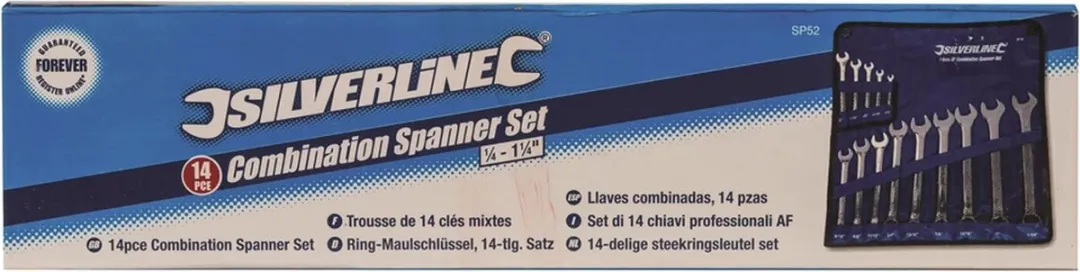 Silverline Steekringsleutelset 14-delig 1/4"-1-1/4" - Chroom-vanadium staal