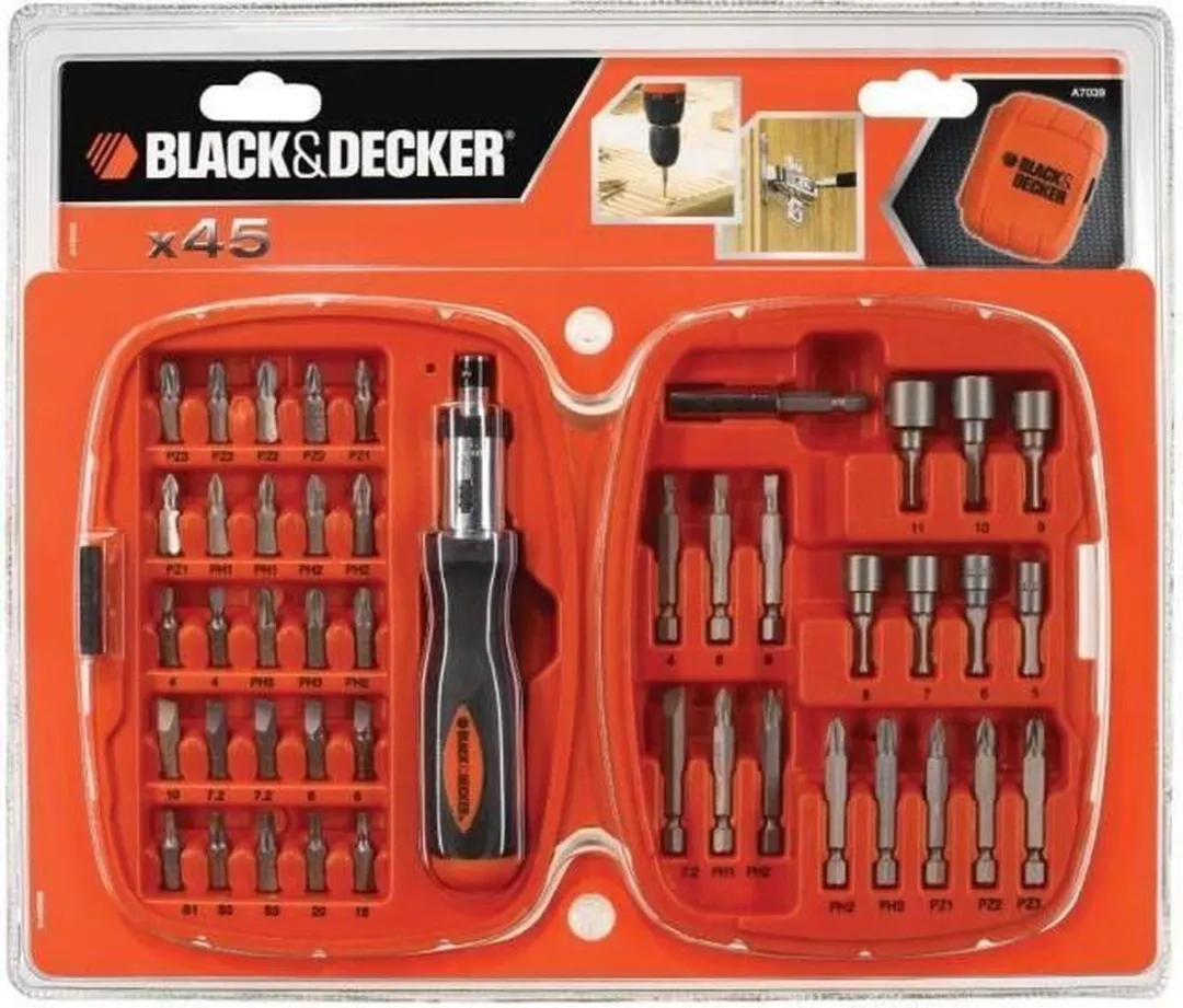 BLACK+DECKER A7039 Ratelschroevendraaier & Bitset 45-delig