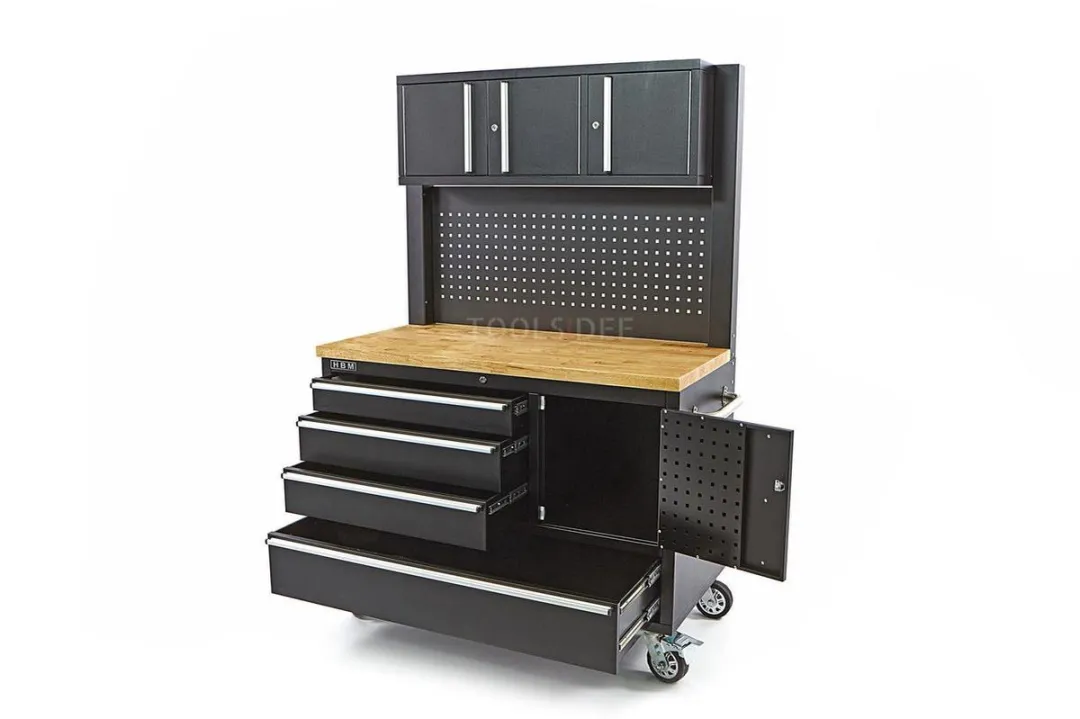 HBM 122cm Profi Werkbank met Kastenwand - Zwart
