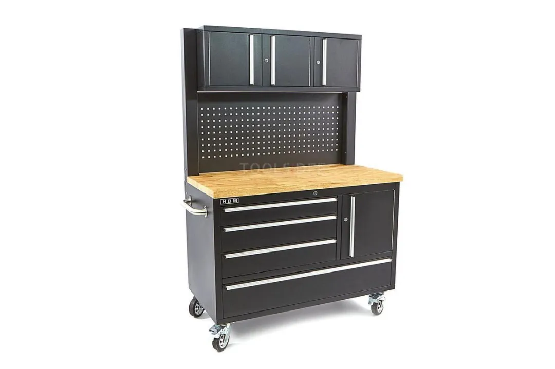 HBM 122cm Profi Werkbank met Kastenwand - Zwart