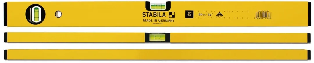 Stabila Type 70 Waterpas 30cm - 2 Libellen - Geel