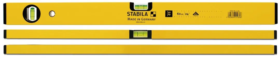 Stabila Type 70 Waterpas 30cm - 2 Libellen - Geel