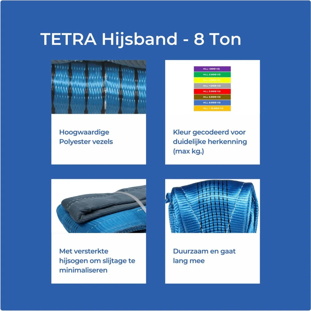 TETRA Hijsband 8 Ton - 6m - Blauw