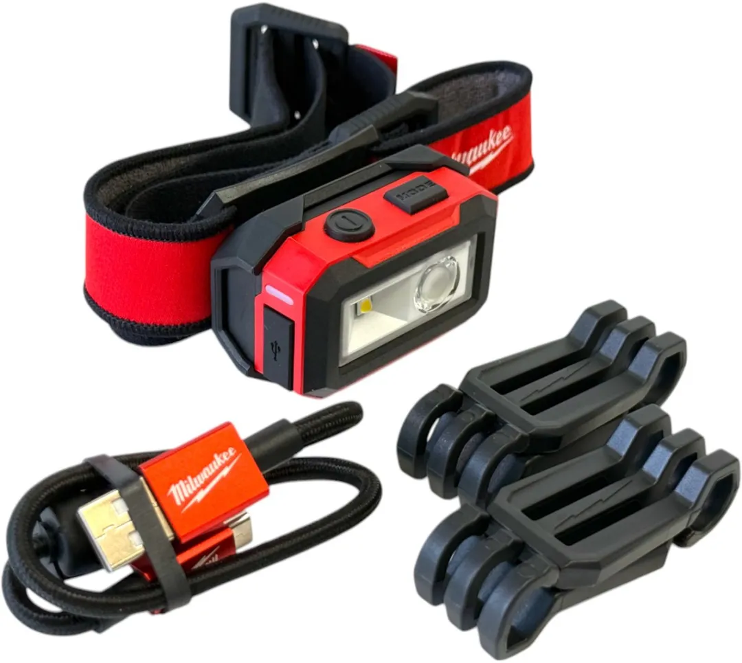 Milwaukee IR HL450 USB Oplaadbare Hoofdlamp 4933478587 - Rood/Zwart