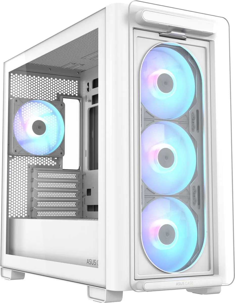 ASUS A23 PLUS TG ARGB Wit - ATX Behuizing - 3x 2.5" / 2x 3.5"
