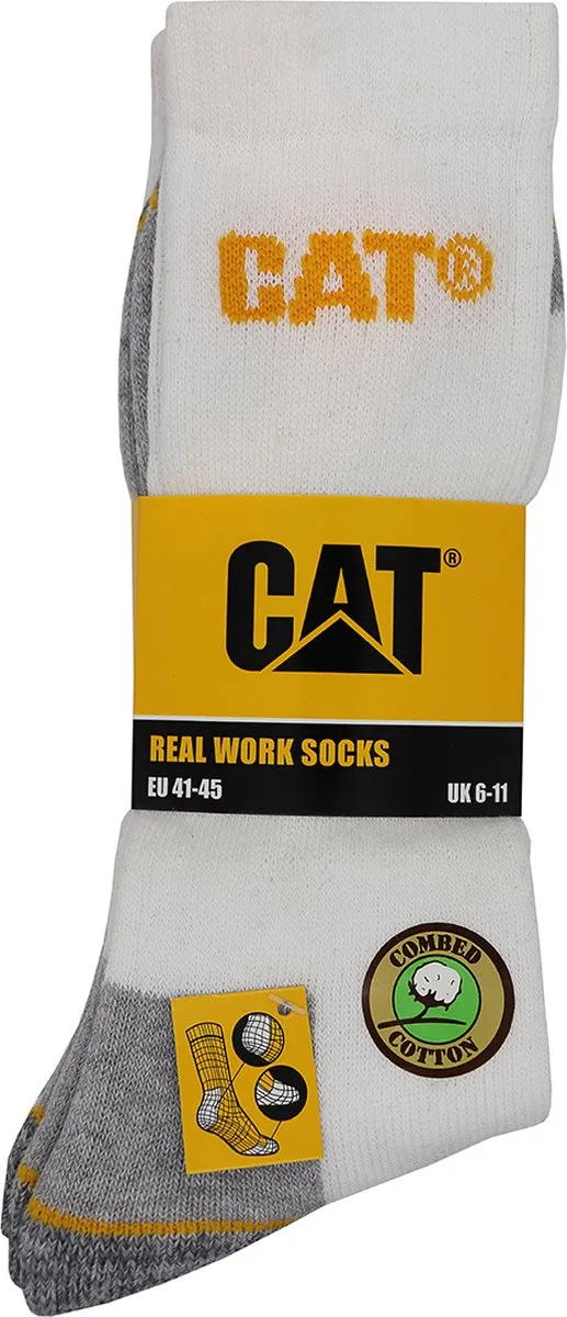 Caterpillar Witte Werksokken Heren - 3 Paar - Maat 46-50