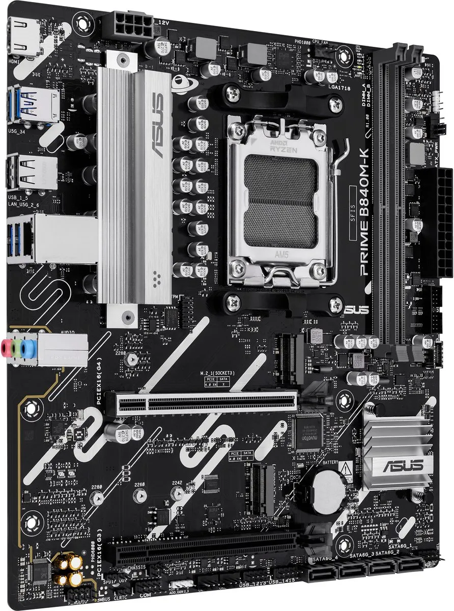 ASUS PRIME B840M-K AM5 Micro-ATX Moederbord - 2x M.2