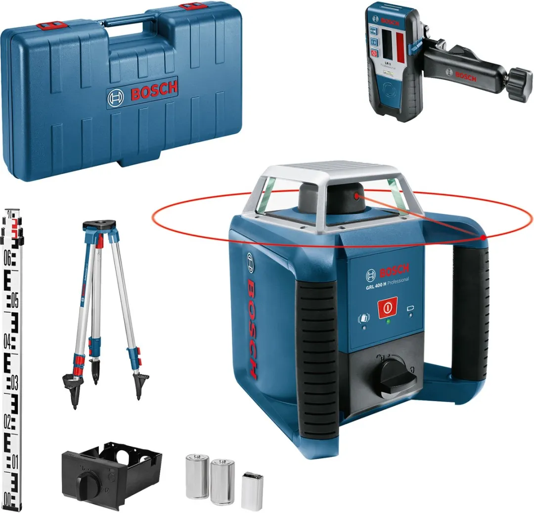 Bosch Professional GRL 400 H Rotatielaser Set - Rood + Ontvanger + Statief + Meetlat