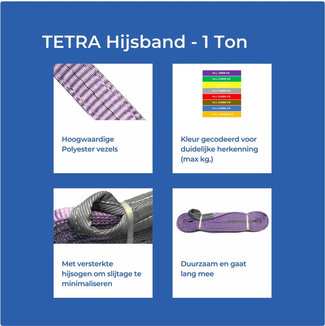 TETRA Tools WSB Hijsband 1 Ton - 3m - Paars