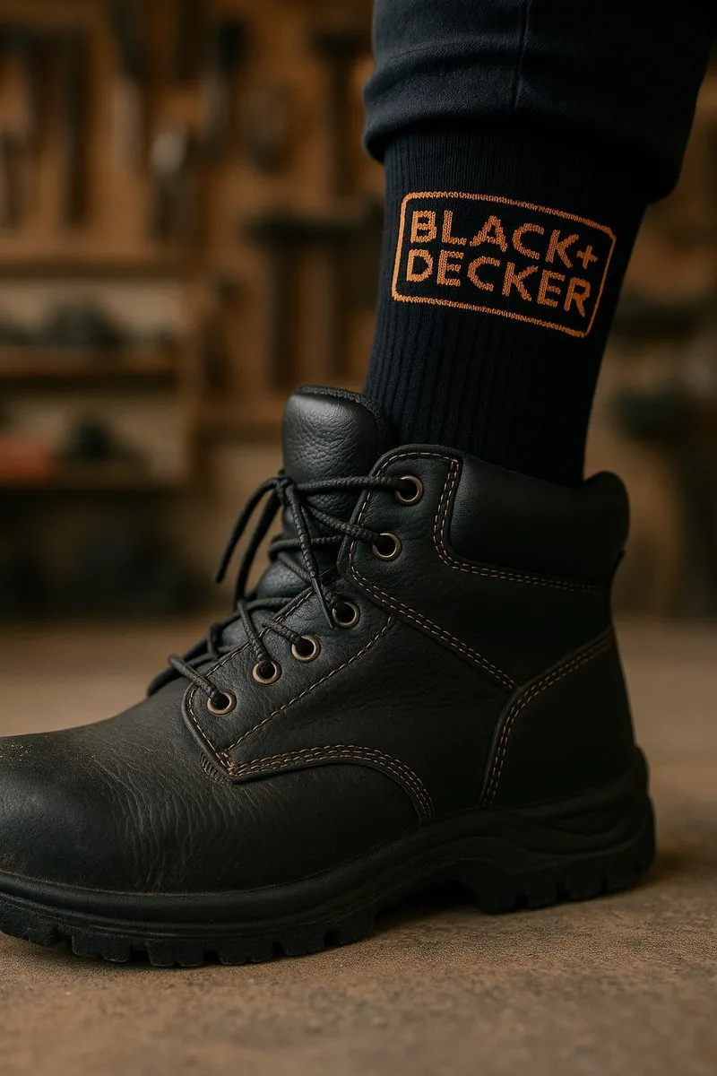 BLACK+DECKER Werksokken 9 Paar - Maat 47-49 - Zwart Oranje