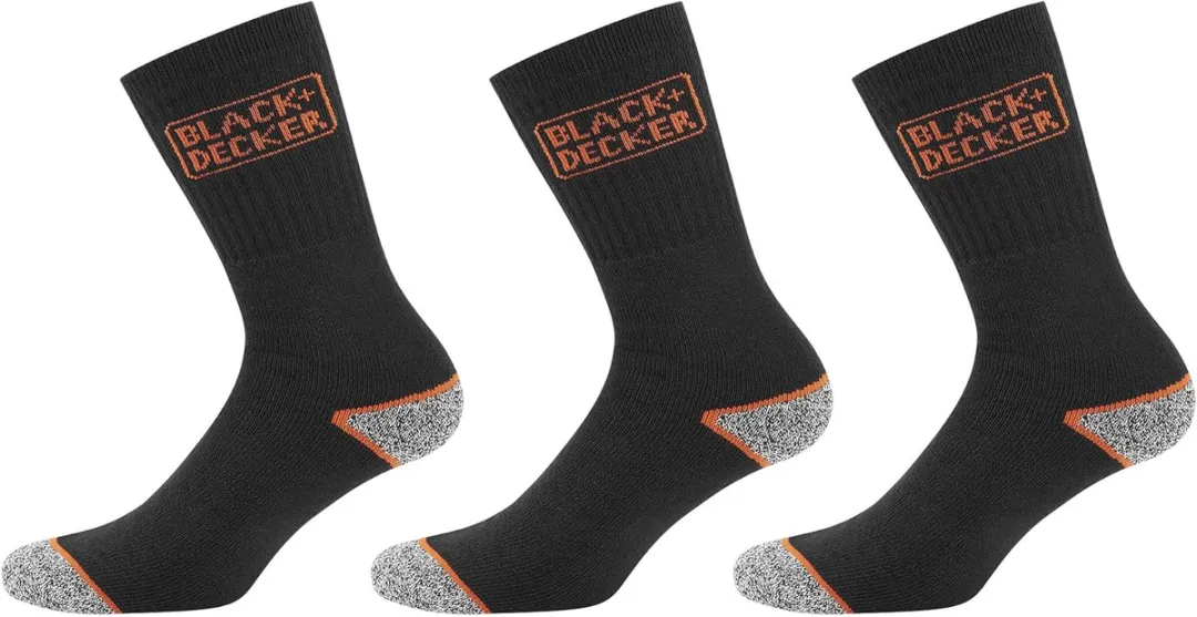 BLACK+DECKER Werksokken 9 Paar - Maat 47-49 - Zwart Oranje
